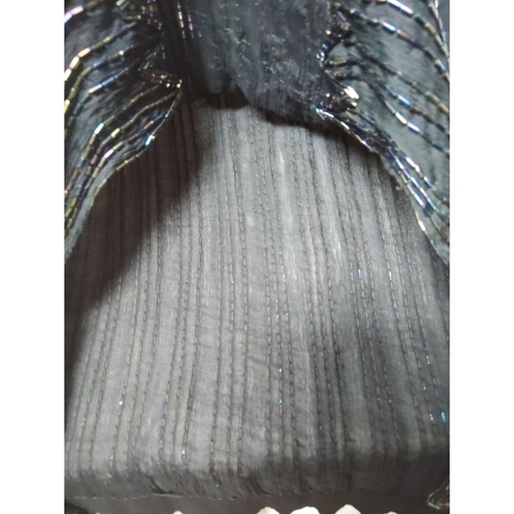 Vintage St. Honore 1920s-Inspired 100% Silk Black Beaded Flapper Dress Medium - Picture 6 of 9